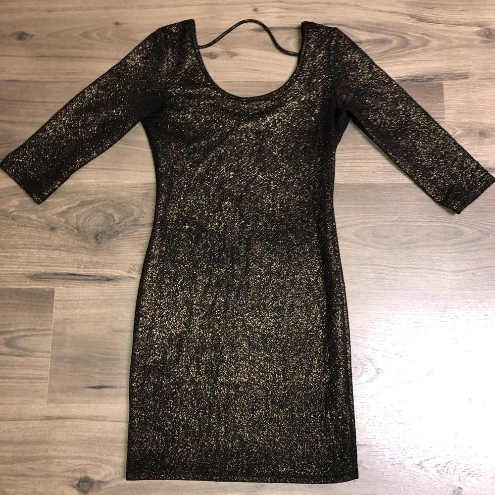 BLACK & GOLD CLUB OR BAR DRESS